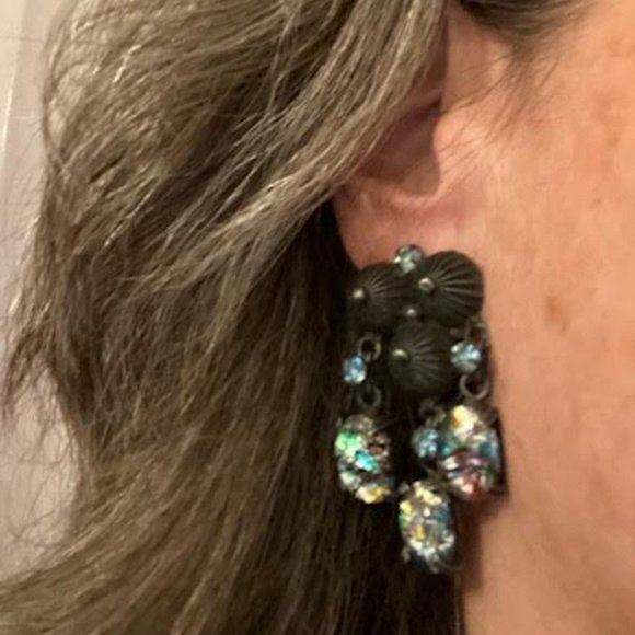 SALE! Dazzling Glass and Silver Earrings - Picture 6 of 6